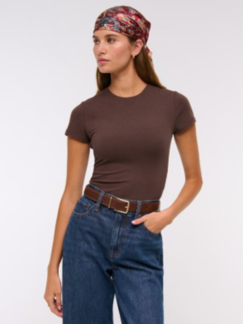 Abercrombie & Fitch:  Double Lined Baby Tee, Large, Brown